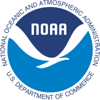 Logo of NOAA: US National Oceanic and Atmospheric Administration, US Department of Commerce.