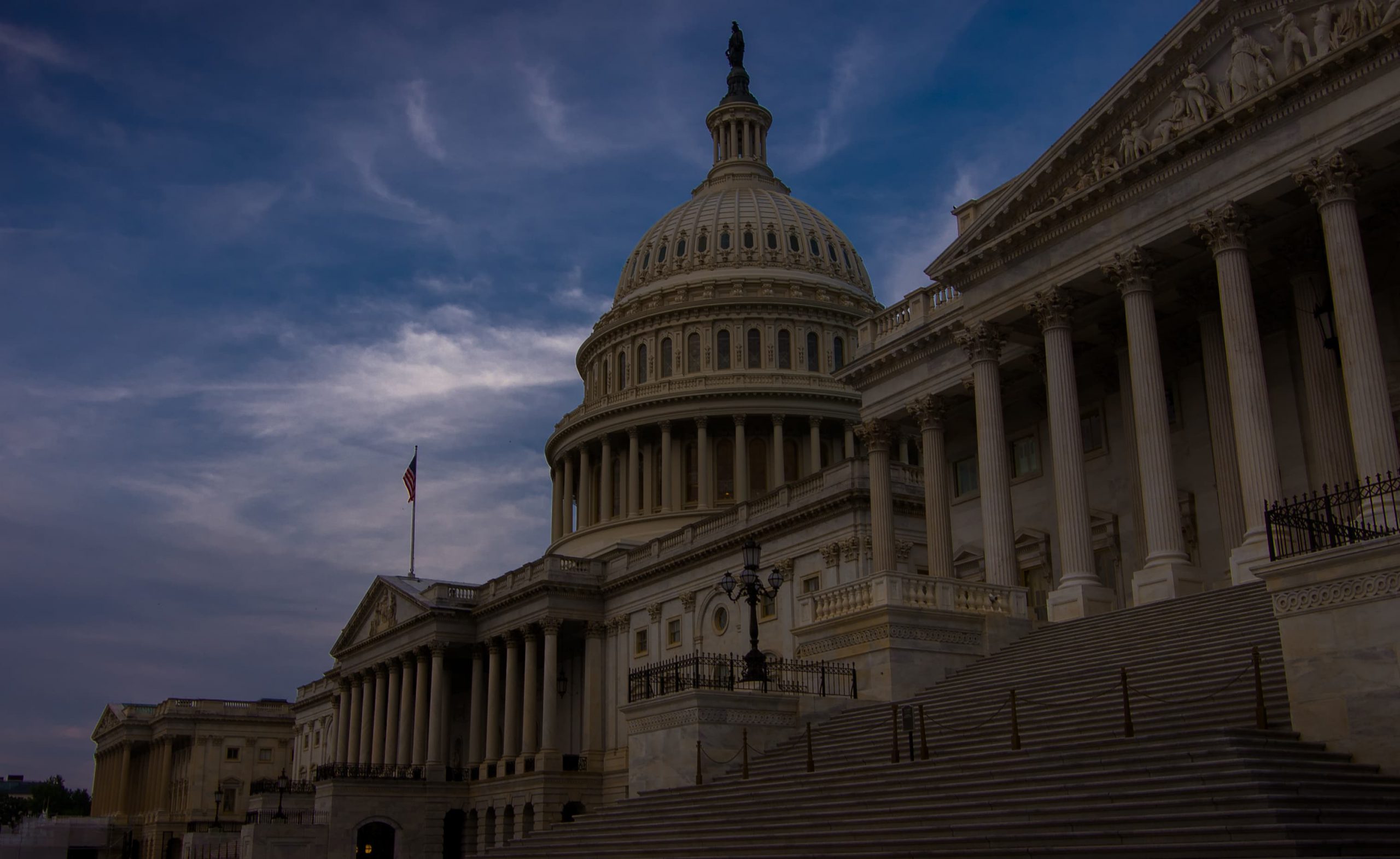 Facade and dome of the United States Capitol.