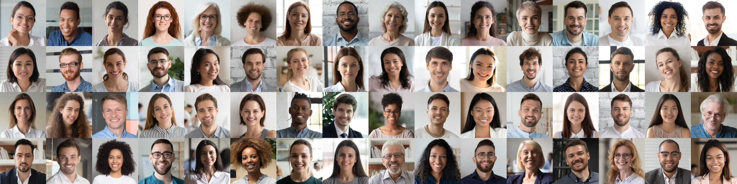 Collage of the faces of people of various ages and ethnic backgrounds